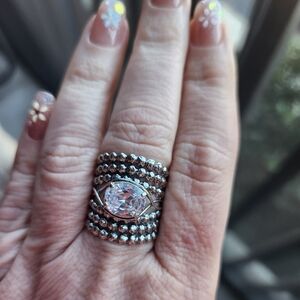 Handmade Sterling Silver 925 Israel Wide Band CZ Statement Ring Sz 8